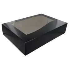 Boîte Gourmet noire avec fenêtre 464x313x80mm (50pcs)