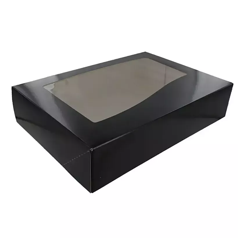 Boîte Gourmet noire avec fenêtre 464x313x80mm (50pcs)