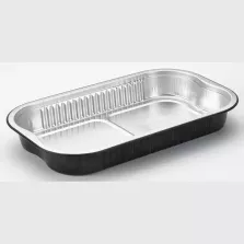 Barquette aluminium R2C (650ml noir - 234x138x30mm)