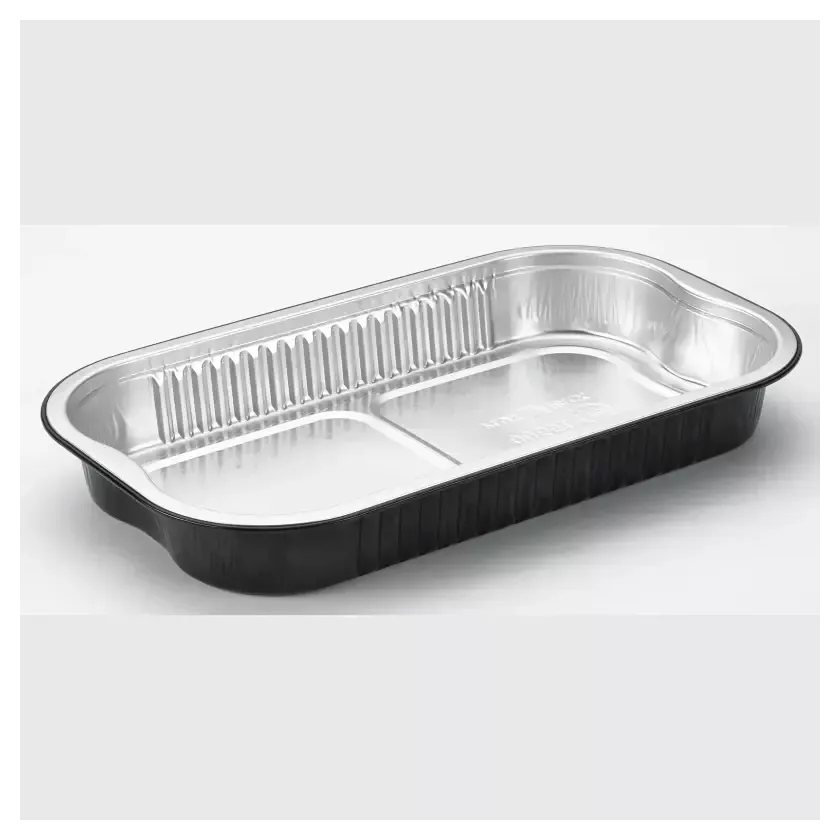 Barquette aluminium R2C (650ml noir - 234x138x30mm)