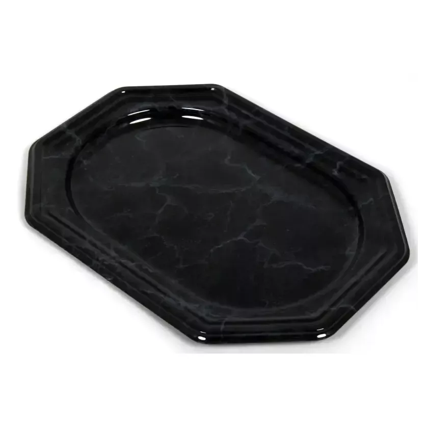 Plat PET octogonal aspect marbre (27x19cm)