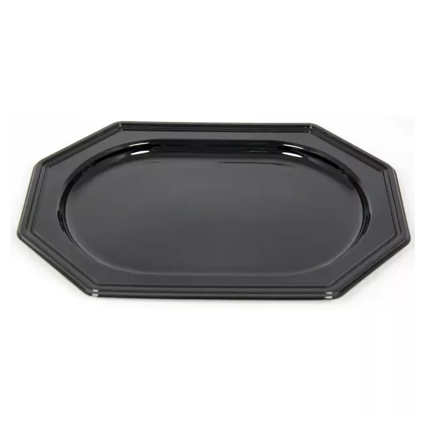 Plat PET octogonal noir 46x30cm (50pcs)