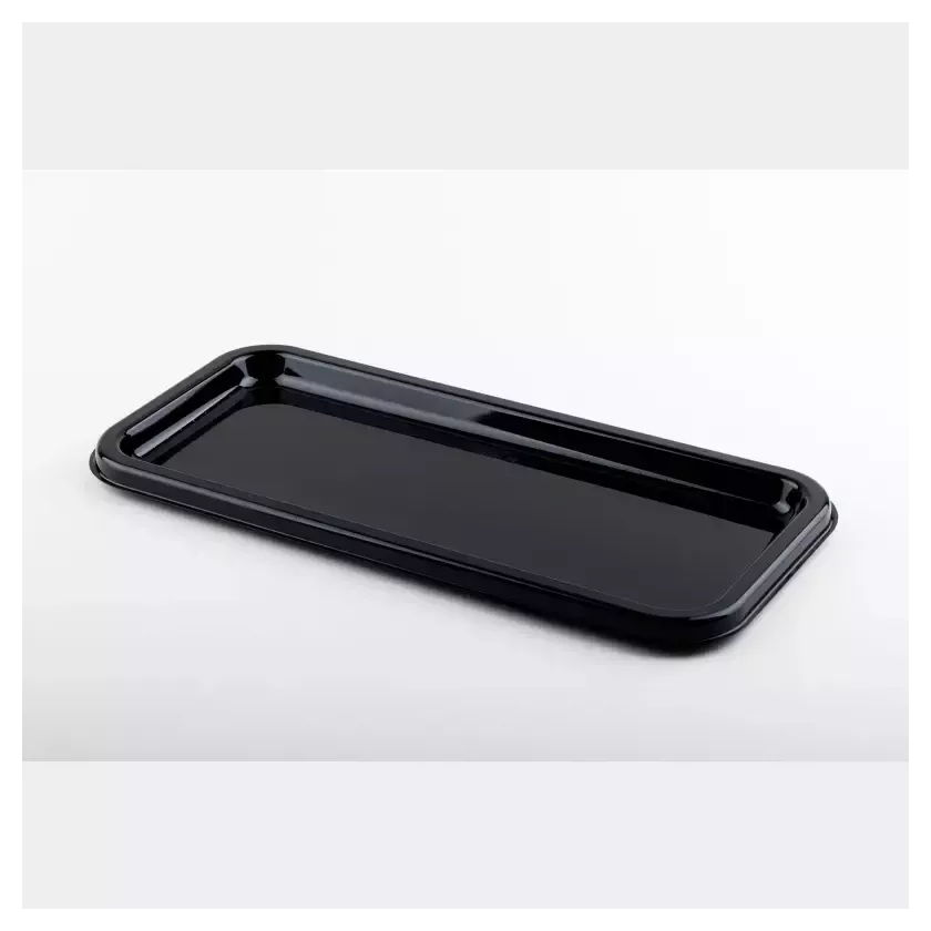 Plat PET rectangulaire noir 35x16cm (50pcs)
