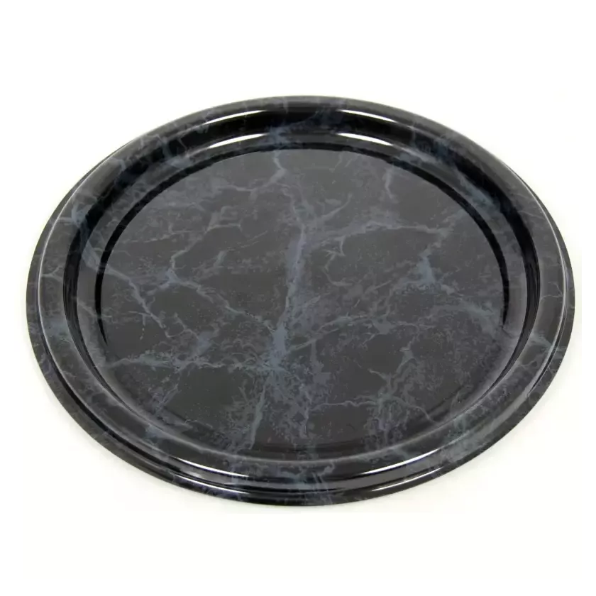 Plat PET rond marbre 26cm (250pcs)
