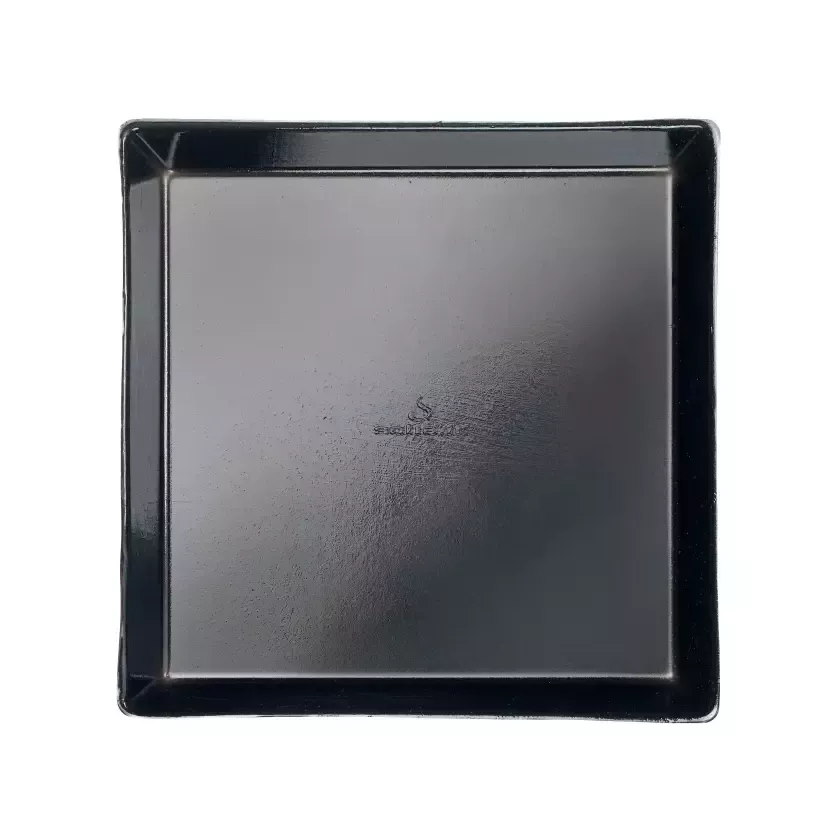 Assiette pulpe carrée noire 160x160x12,5mm finition PLA (200 pièces)