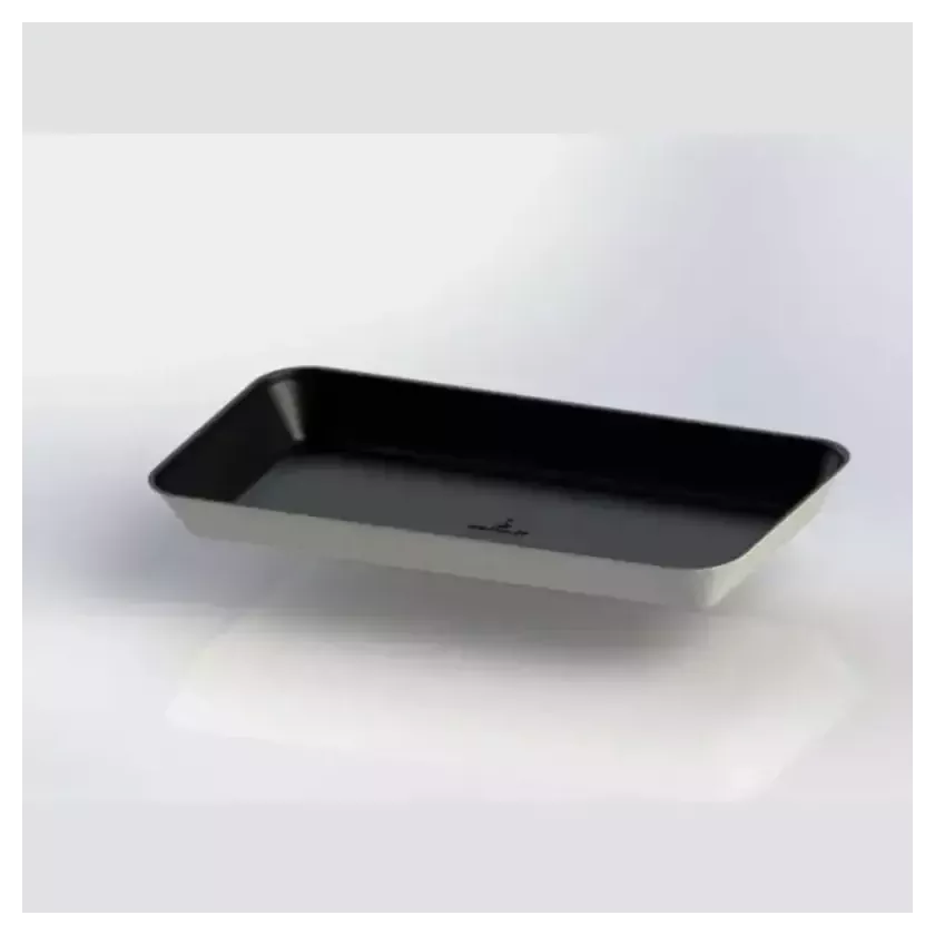 Assiette pulpe rectangulaire noire 200x100x20mm finition PLA (200 pièces)