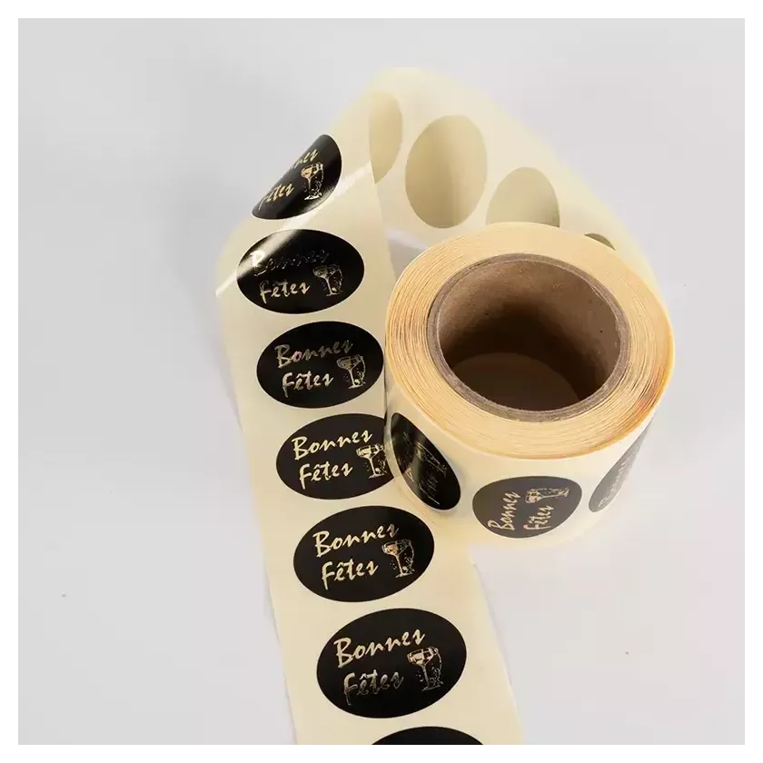 Autocollant Bonnes Fêtes 25x36mm ovale noir/or (500pcs)