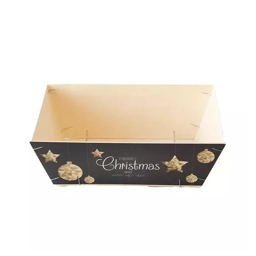 Barquette bois 3kg motif Noël 290x190x92mm noir (30pcs)