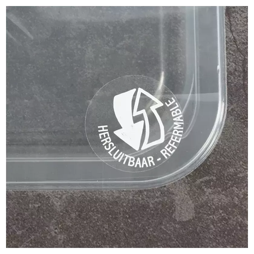 Autocollant refermable d3cm transparent/blanc (1000pcs)