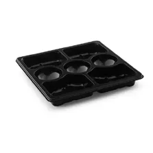 Ravier RPET carré noir 250x250x33mm 7 compartiments (120pcs)