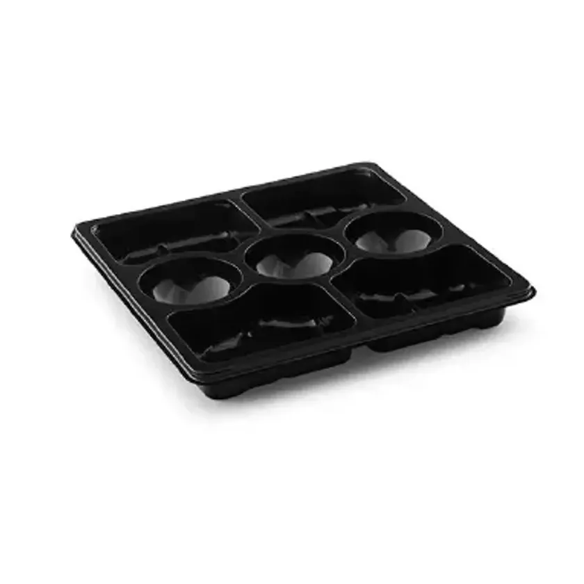 Ravier RPET carré noir 250x250x33mm 7 compartiments (120pcs)