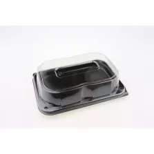 Plateau PET 24x17cm avec couvercle clip noir/transp (25pcs)