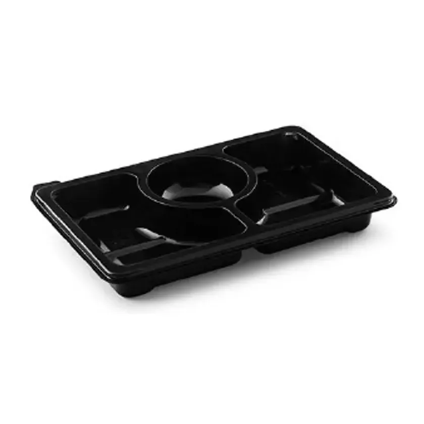 Ravier rPET noir 250x166x33mm 3 compartiments (240 pièces)