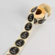 Autocollant "Huisgemaakt" rond d4,5cm noir (1000 pièces)