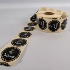 Autocollant "Fait maison" rond Ø 4,5cm noir (1000 pièces)