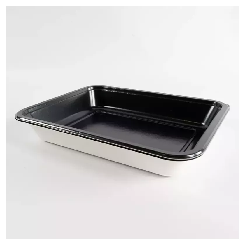 Barquette papier PET noir 227x178x35mm