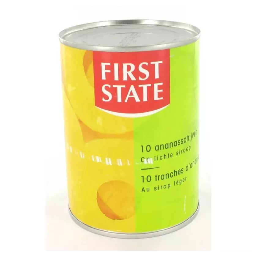 Ananas tranches 10 pieces sirop 567g First State