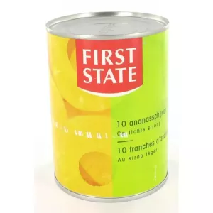 Ananas tranches 10 pieces sirop 567g First State