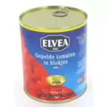Tomates pelees en cubes 800g Elvea