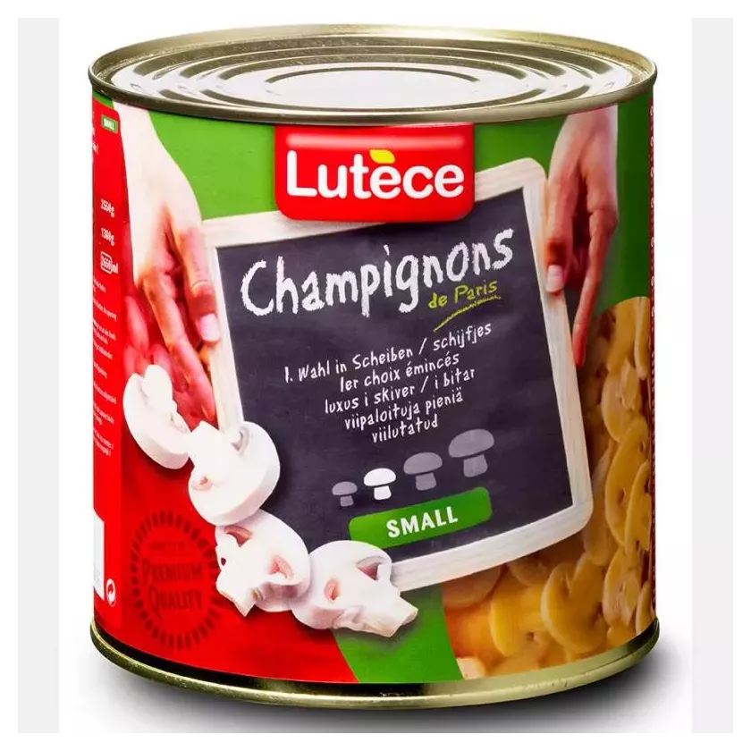 Champignons emincés 1e small 2,55kg Lutece vert