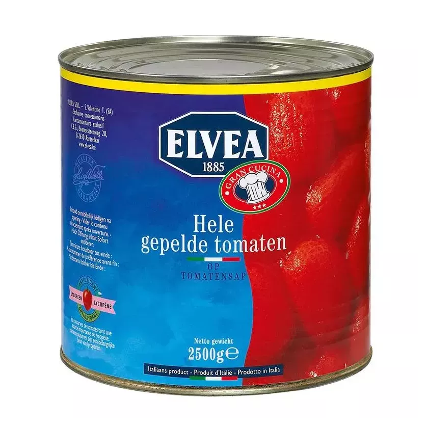 Tomates entieres pelees 2,5kg Elvea Gran Cuci