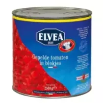 Tomates pelees en cubes 2,5kg Elvea Gran Cuci