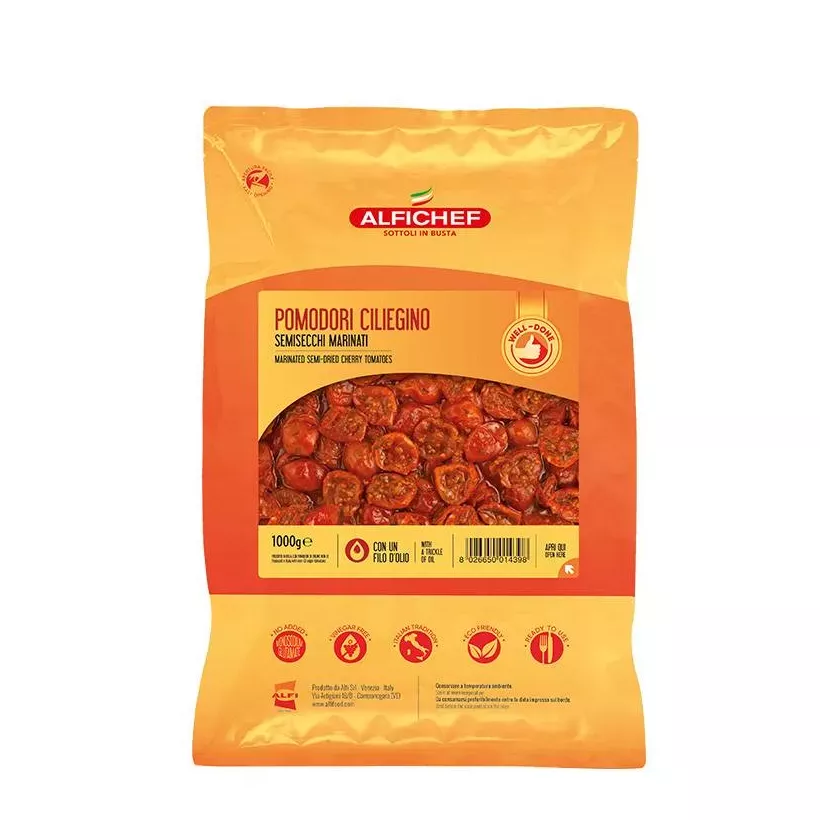 Tomates cerises marinees 1kg Alfichef - 950g poids egoutte