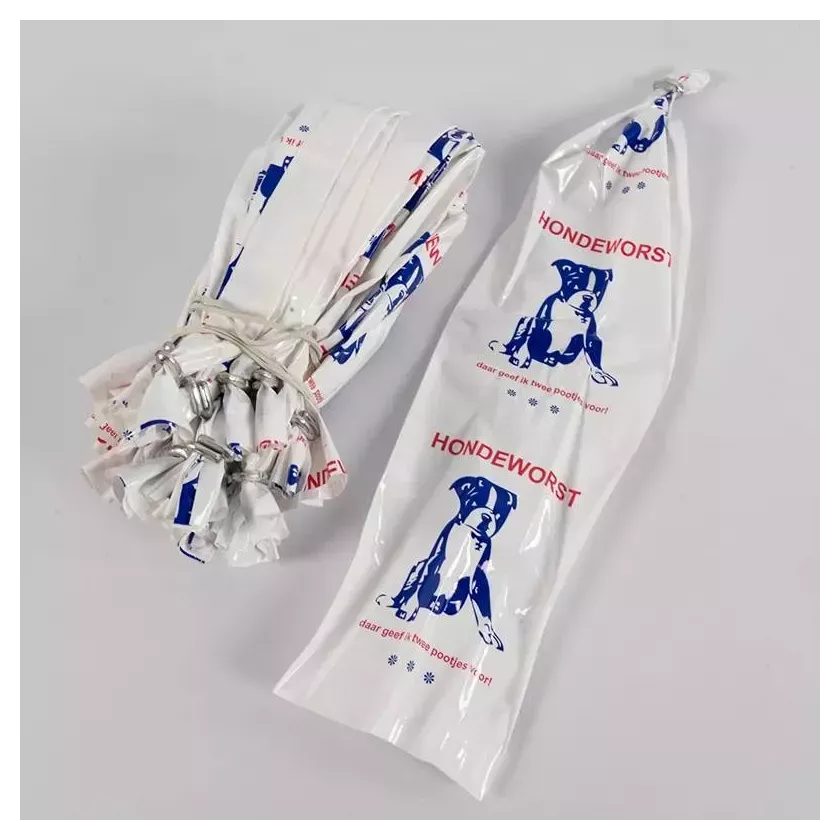 Boyau nylon TP 80x30cm blanc avec clip sans boucle - saucisse pour chien