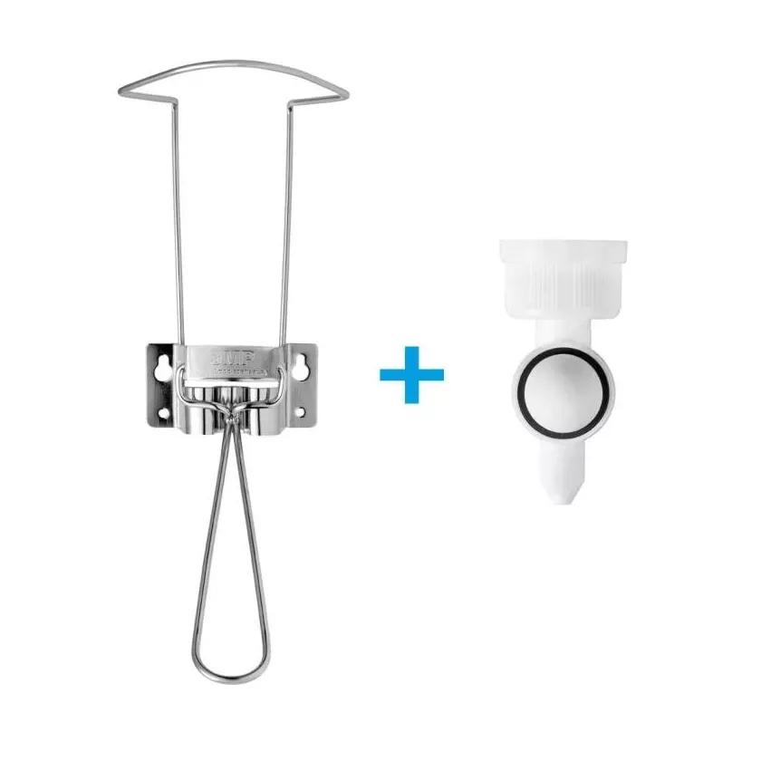 Distributeur inox au coude avec bouchon pour gel et savon 1L