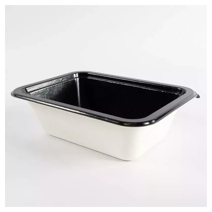 Barquette papier/PET noire 145x105x43mm
