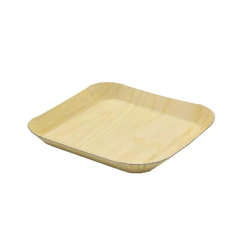Barquette carton impression bois 105x105x12mm claire