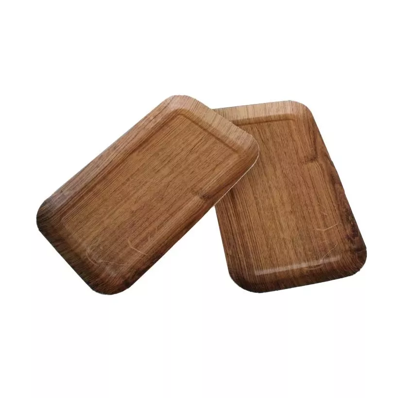 Barquette carton impression bois 185x105x12mm foncee