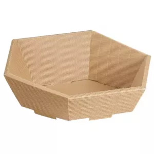 Panier carton kraft brun 257x120x67mm hexagonal M