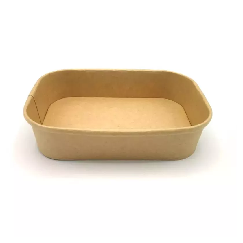 Ravier carton/PE 500ml rectangulaire brun 173x121x41mm ECO