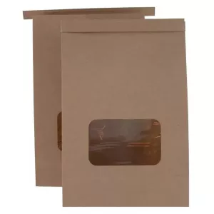 SAC A FOND BLOC kraft a/fenêtre 155x240x(2x35)mm