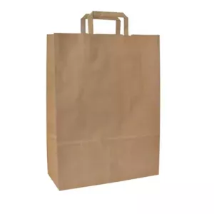 Sac papier brun 32xh27+(2x8)cm avec poignee plate