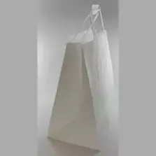 Sac papier 26xh29+(2x8)cm blanc plus poignee plate