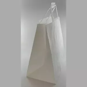 Sac papier 26xh29+(2x8)cm blanc plus poignee plate