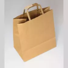 Sac papier 26xh29+(2x8)cm brun plus poignee plate
