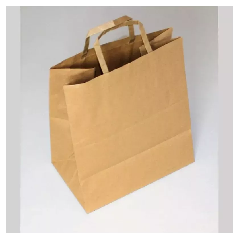 Sac papier 26xh29+(2x8)cm brun plus poignee plate