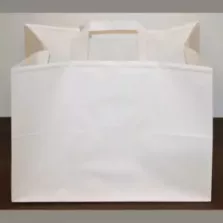 Sac papier 35xh23+(2x12,5)cm blanc plus poignee plate