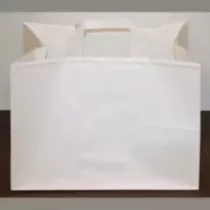 Sac papier 35xh23+(2x12,5)cm blanc plus poignee plate