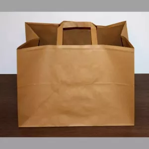 Sac papier 35xh23+(2x12,5)cm brun plus poignee plate