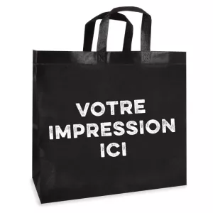 Shopper non tisse PP noir 390x350+200mm imprime