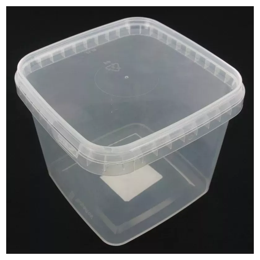 PP ravier et couvercle carre 1,15L transparent 129x129x108mm cachete
