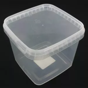PP ravier et couvercle carre 1,15L transparent 129x129x108mm cachete