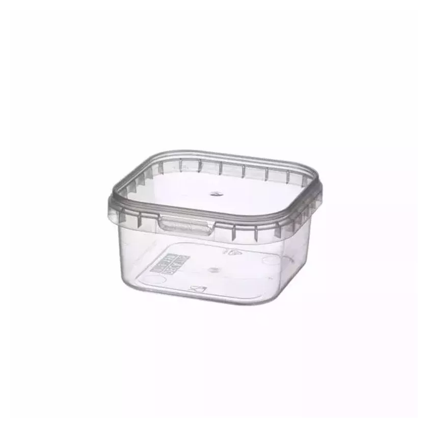 PP ravier et couvercle carre 150ml transparent 79,5x79,5x40,5mm cachete