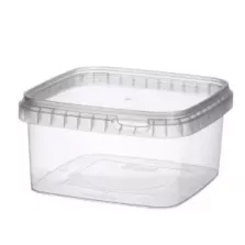 PP ravier et couvercle 600ml transparent 128x128x66mm cachete