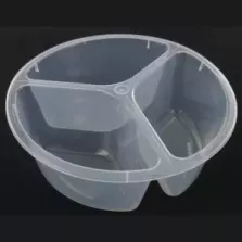 PP cup 3 compartiments transparent diametre 122x45mm 3x95ml