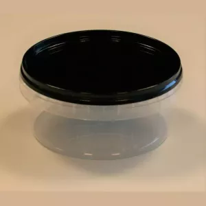 PP ravier et couvercle diametre 133x57mm 500ml cachete transparent-noir